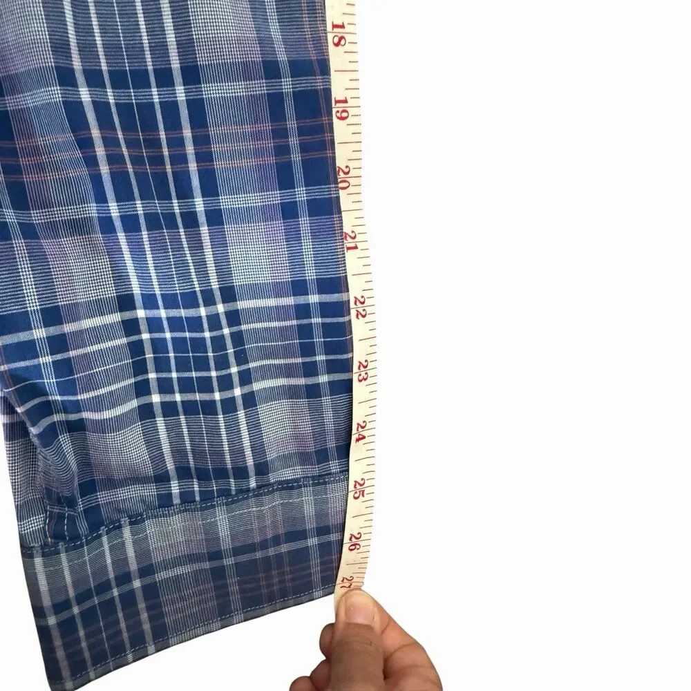 Banana Republic Mens XL Slim Fit Blue Purple Plaid Button Down Shirt 100% Cotton